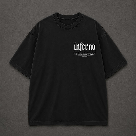 Inferno Angel Oversized Black Graphic T-Shirt