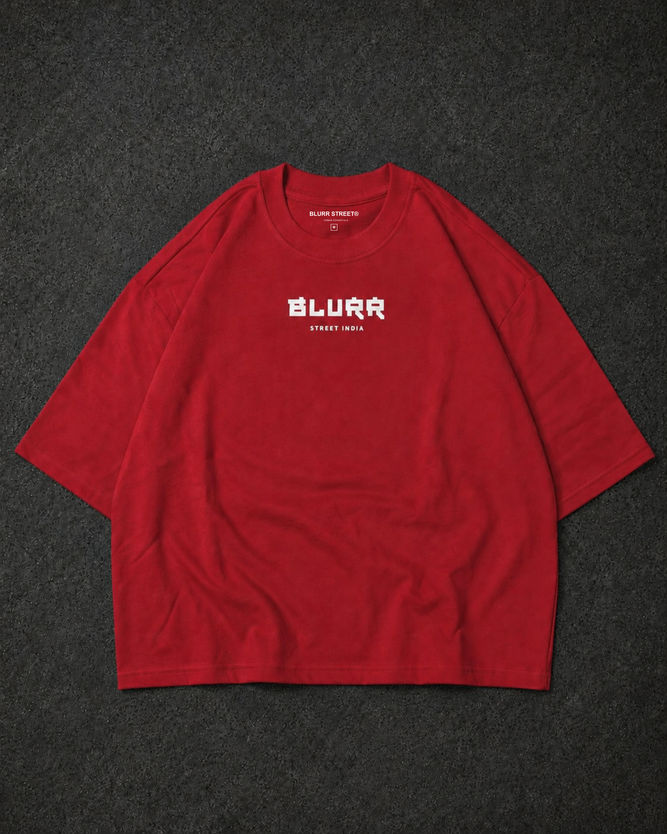 Crane Dynasty Red Oversized Graphic T-Shirt