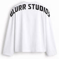 BLURR STUDIOS White Full Sleeve Boxy Fit T-Shirt