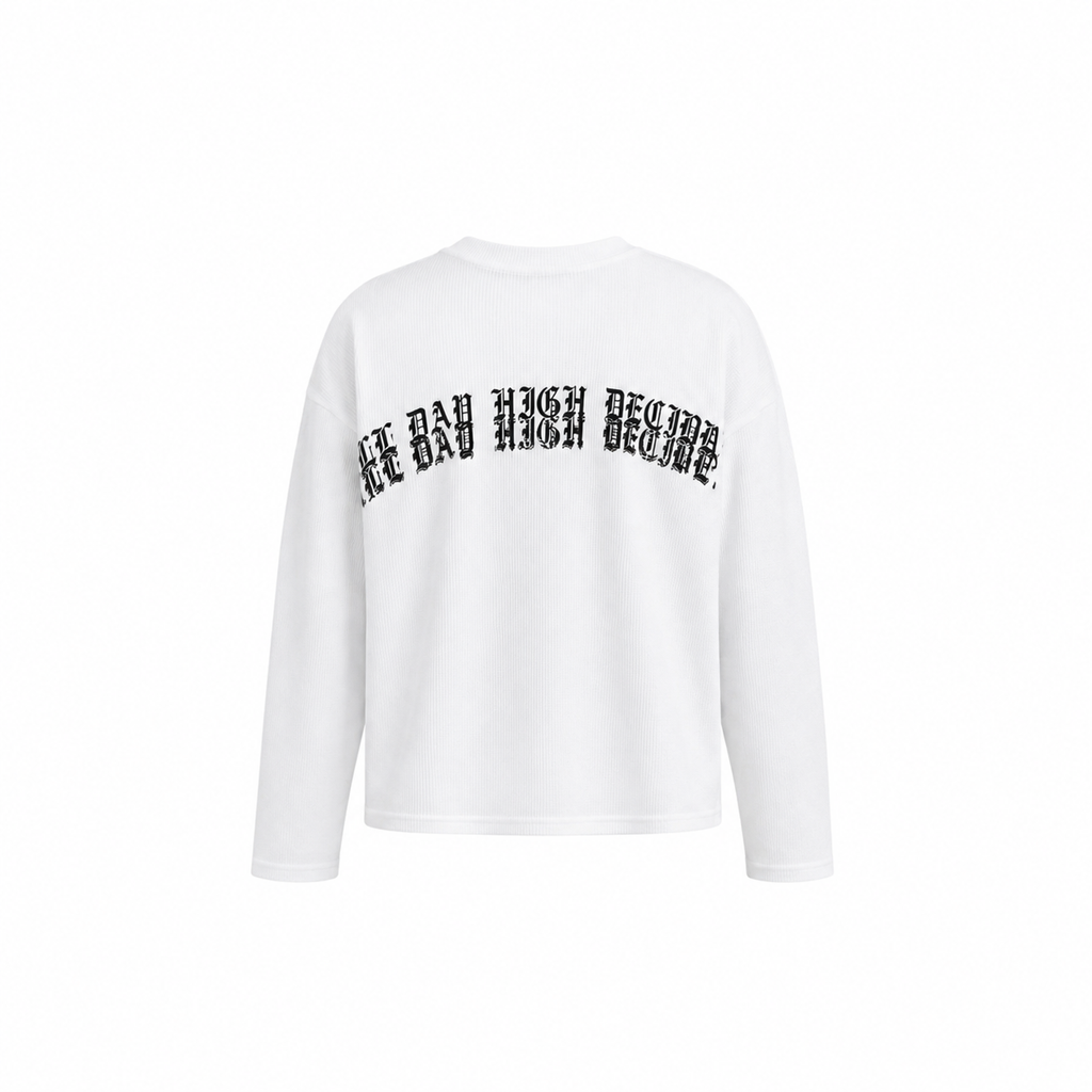 High Decibel Waffle Cropped T-Shirt – White Oversized Unisex