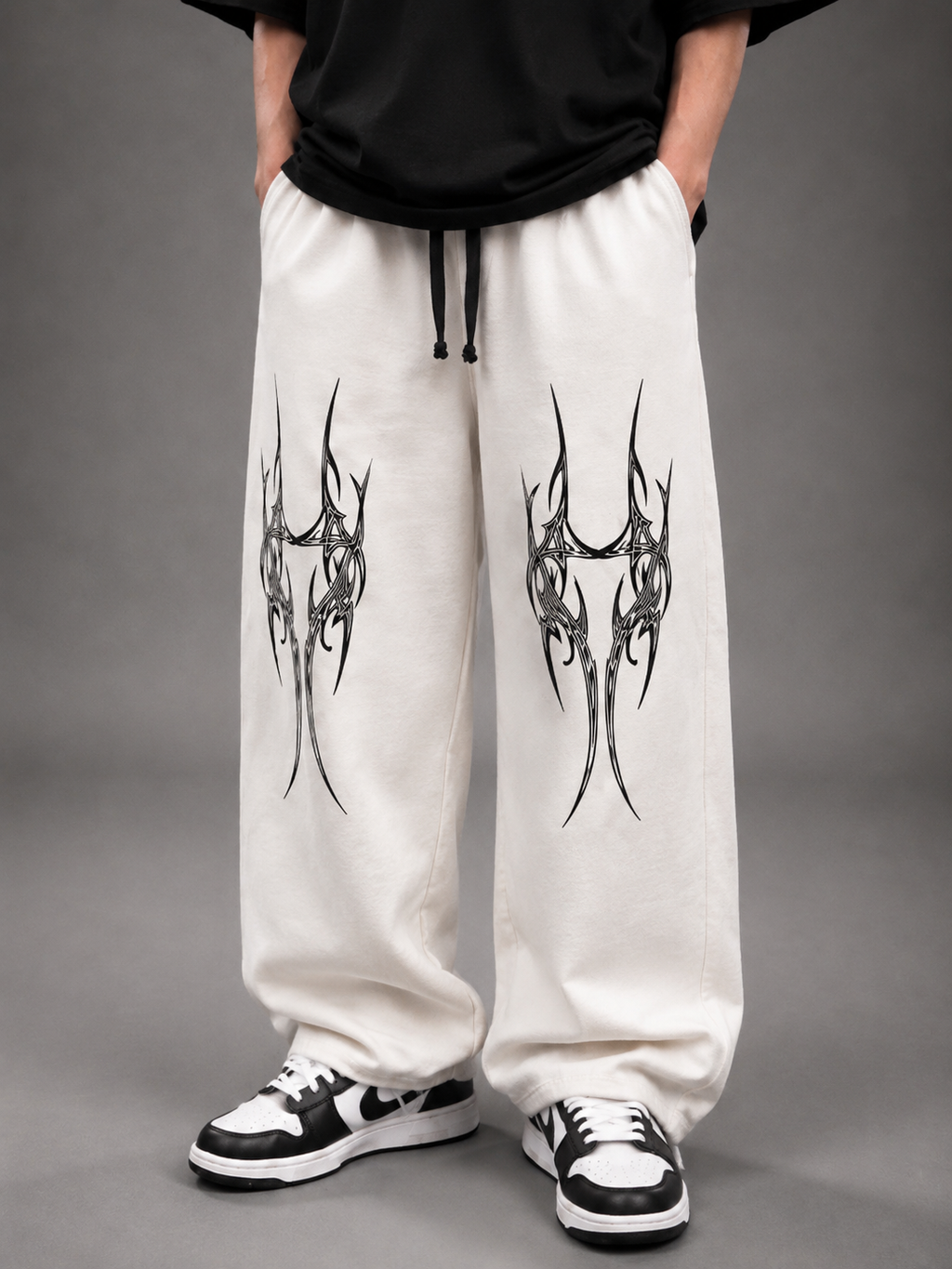 Alpha Tribe Baggy Sweatpants – Off White