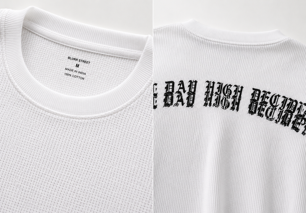 High Decibel Waffle Cropped T-Shirt – White Oversized Unisex