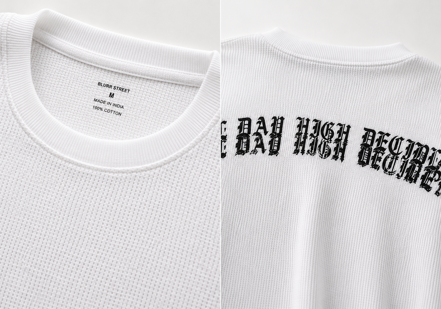 High Decibel Waffle Cropped T-Shirt – White Oversized Unisex