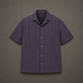 Midnight Wave Textured Cuban Collar Shirt