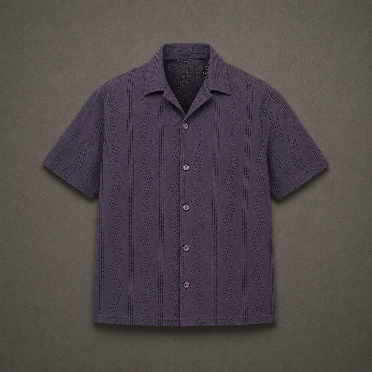 Midnight Wave Textured Cuban Collar Shirt