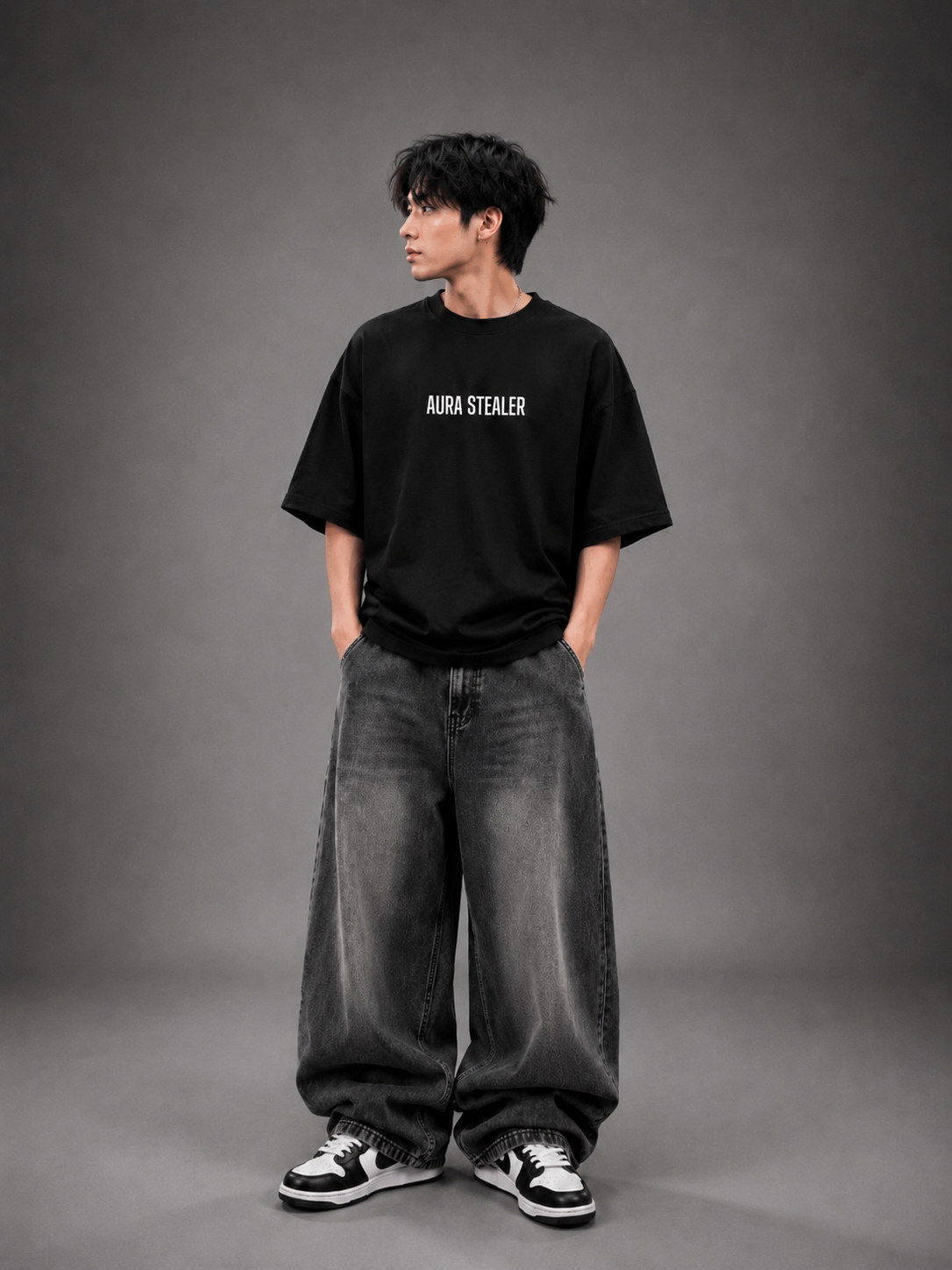 Graphic Oversized T-Shirt - Black