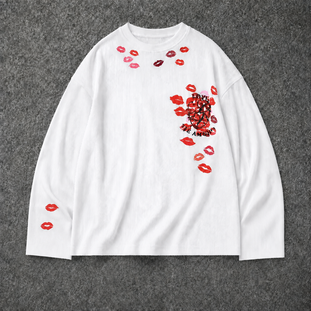 Love Bites White Oversized Waffle T-Shirt for Women