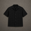 Midnight Wave Textured Cuban Collar Shirt