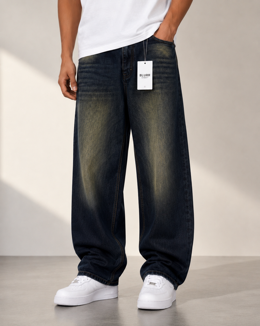 Vintage Wash Baggy Fit Jeans for Men
