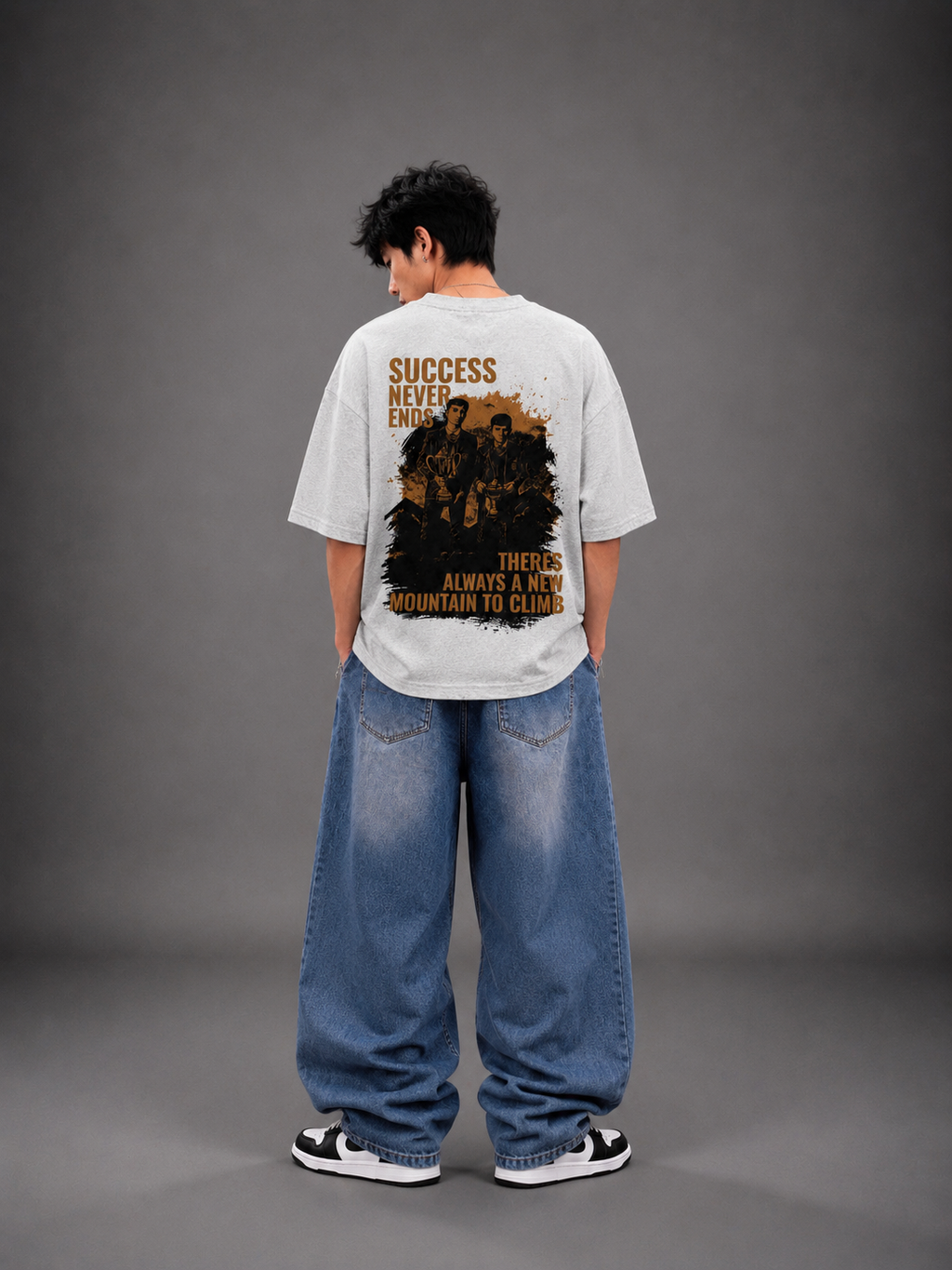Success Never Ends Oversized Graphic T-Shirt – Grey