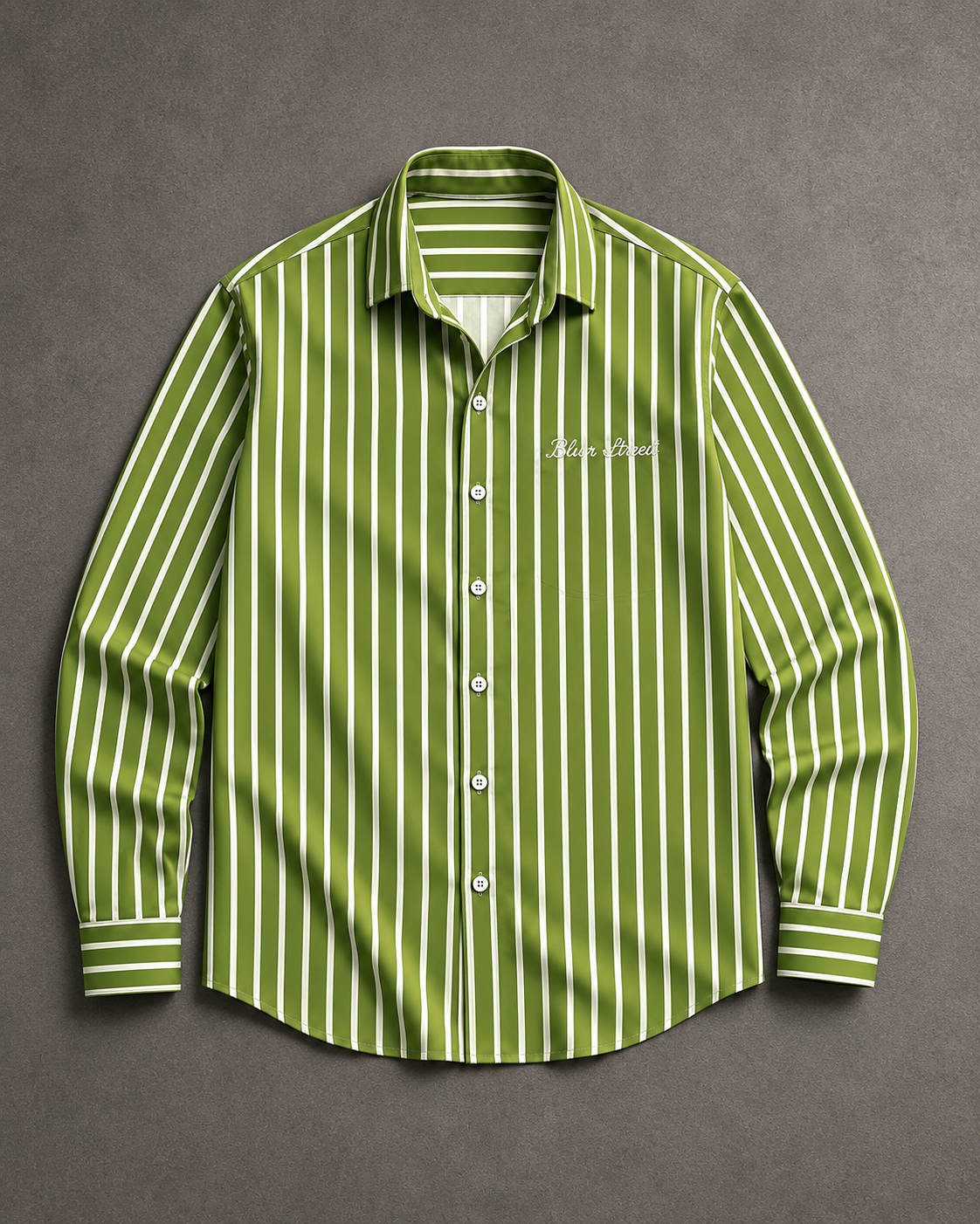 Boxy Fit Vertical Stripe Shirt – Lime Green