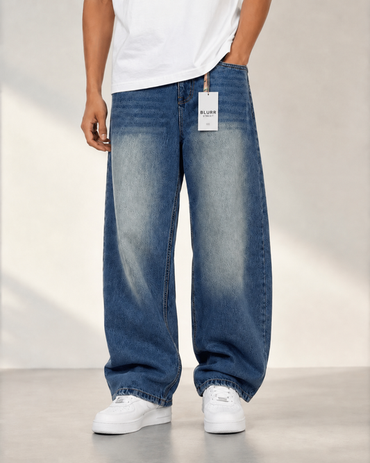 Vintage Wash Baggy Fit Jeans for Men