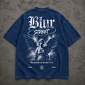 Blurr Street Angel Oversized Acid Wash Blue T-Shirt