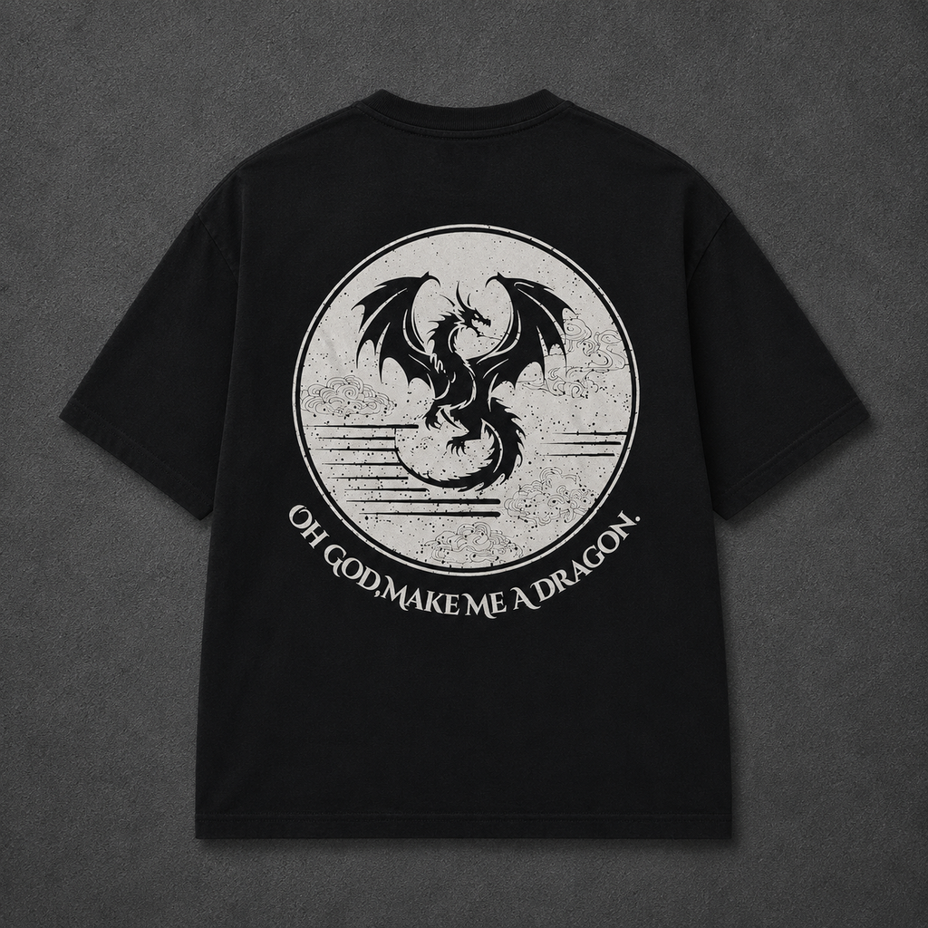 Dragon Oversized Black Graphic T-Shirt | Anime Streetwear Back Print Tee