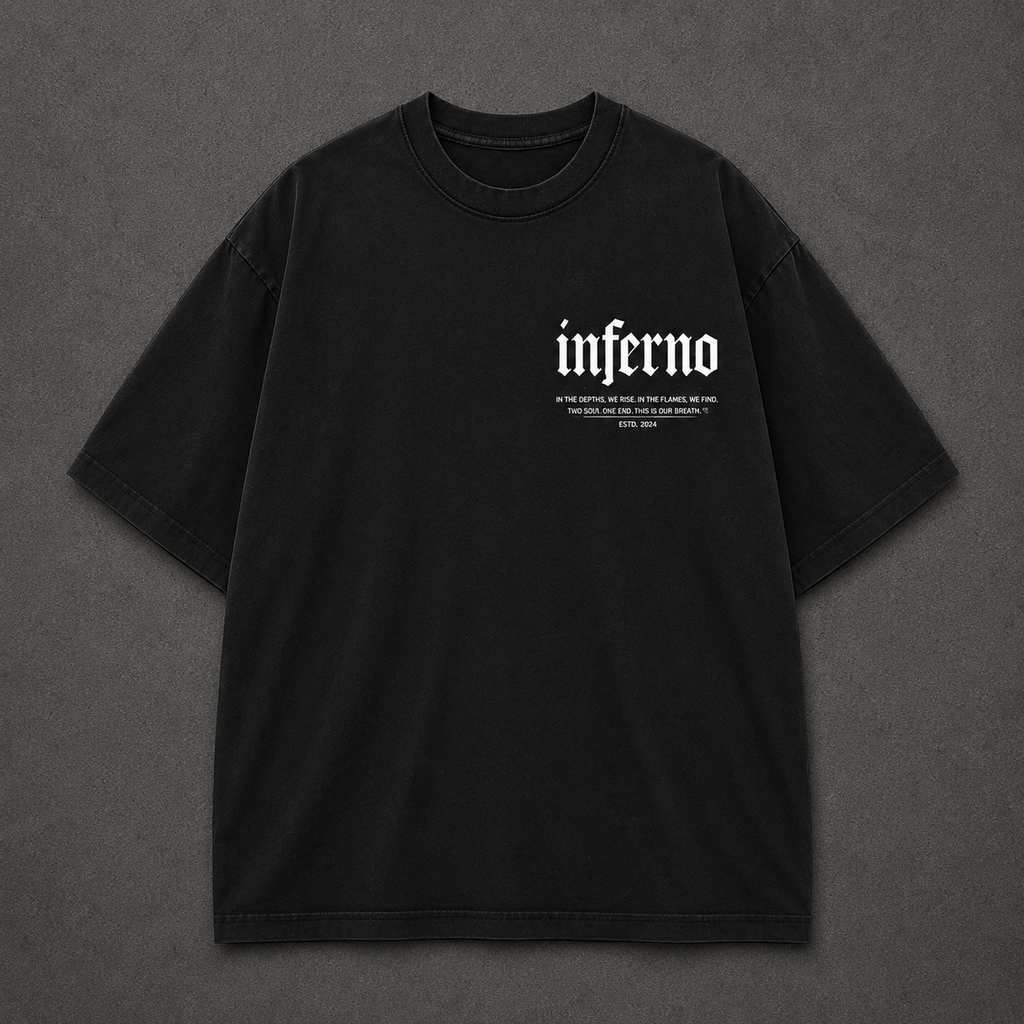 Inferno Angel Oversized Black Graphic T-Shirt