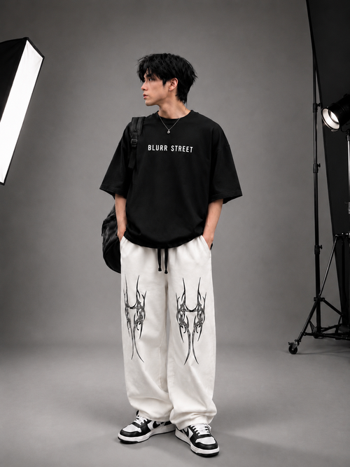 Alpha Tribe Baggy Sweatpants – Off White