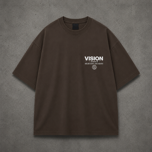 Vision – Distort Reality Oversized Coffee Brown T-Shirt