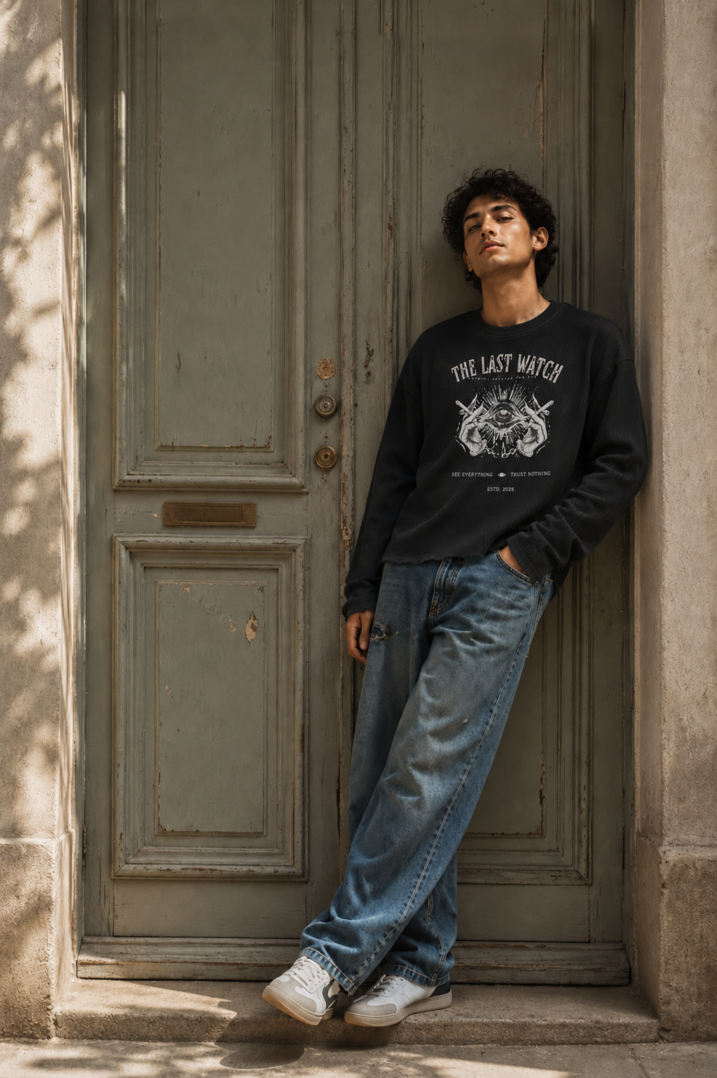 The Last Watch Black Waffle Cropped T-Shirt