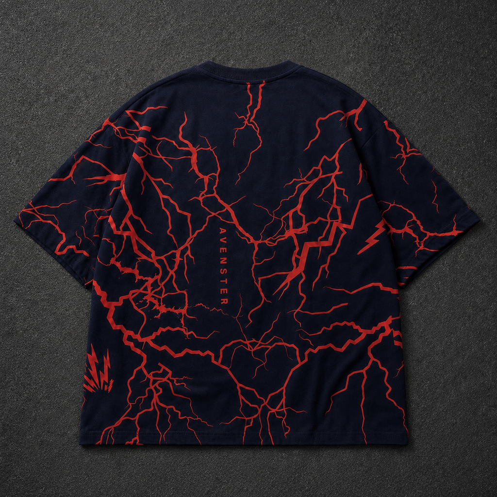 OG Lightning Oversized T-Shirt – Navy Blue