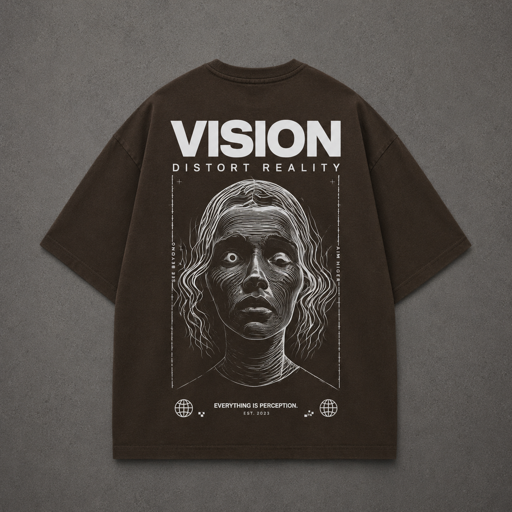 Vision – Distort Reality Oversized Coffee Brown T-Shirt