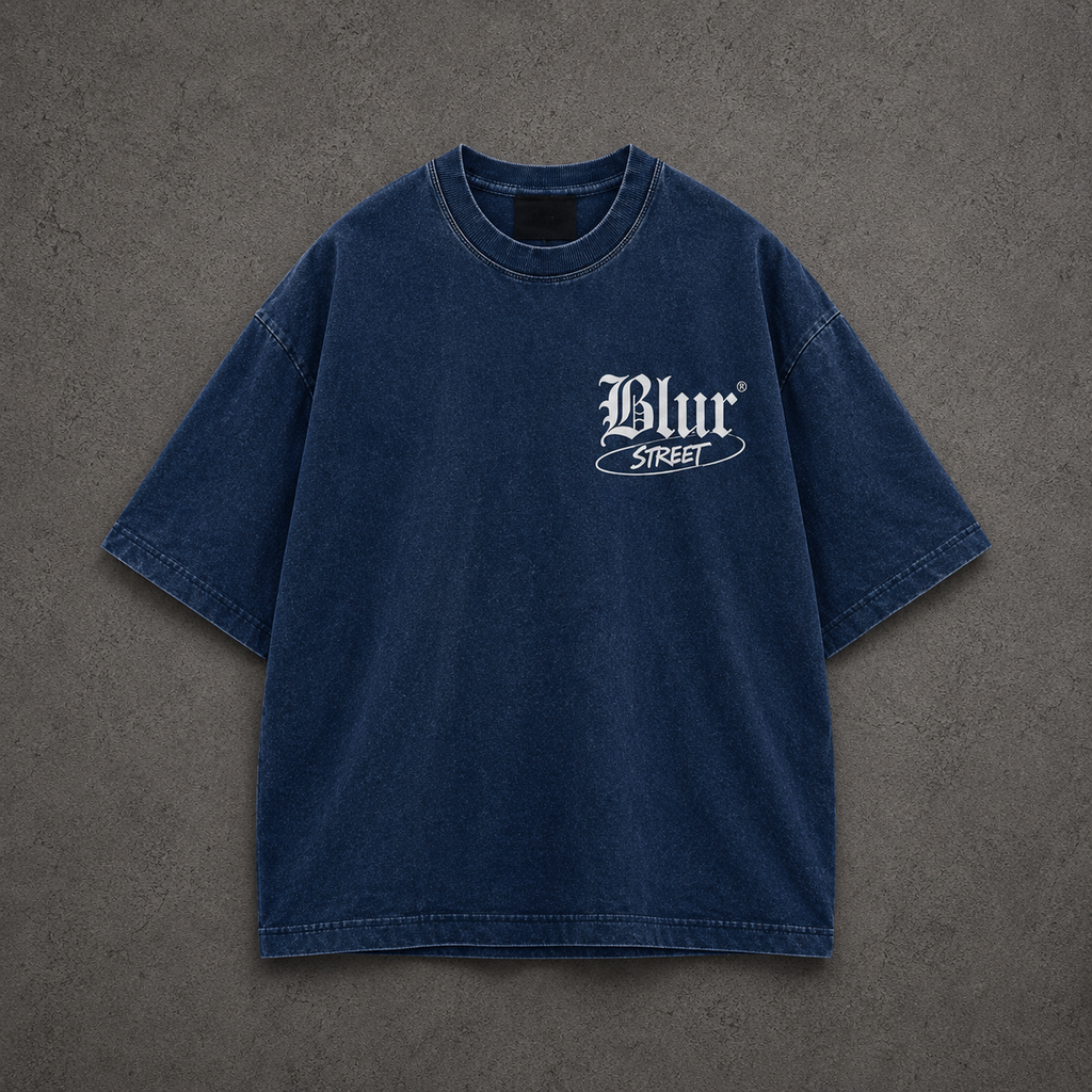 Blurr Street Angel Oversized Acid Wash Blue T-Shirt