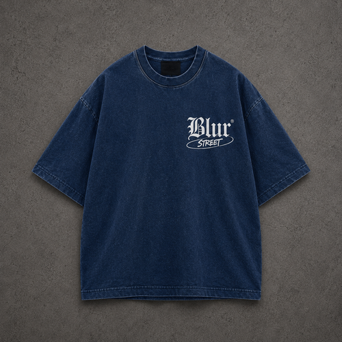 Blurr Street Angel Oversized Acid Wash Blue T-Shirt
