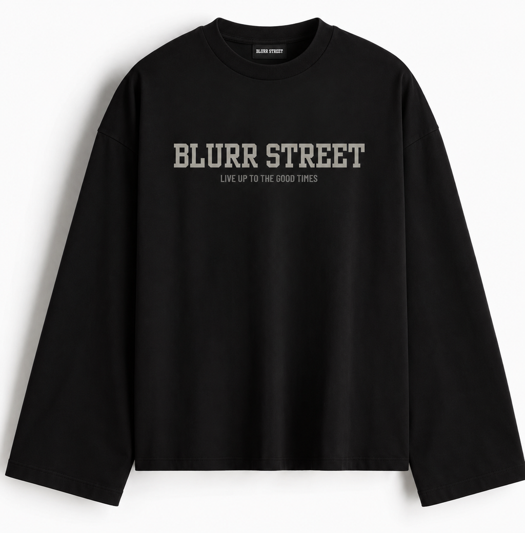 BLURR STREET Chaos Black Full Sleeve Boxy Fit T-Shirt