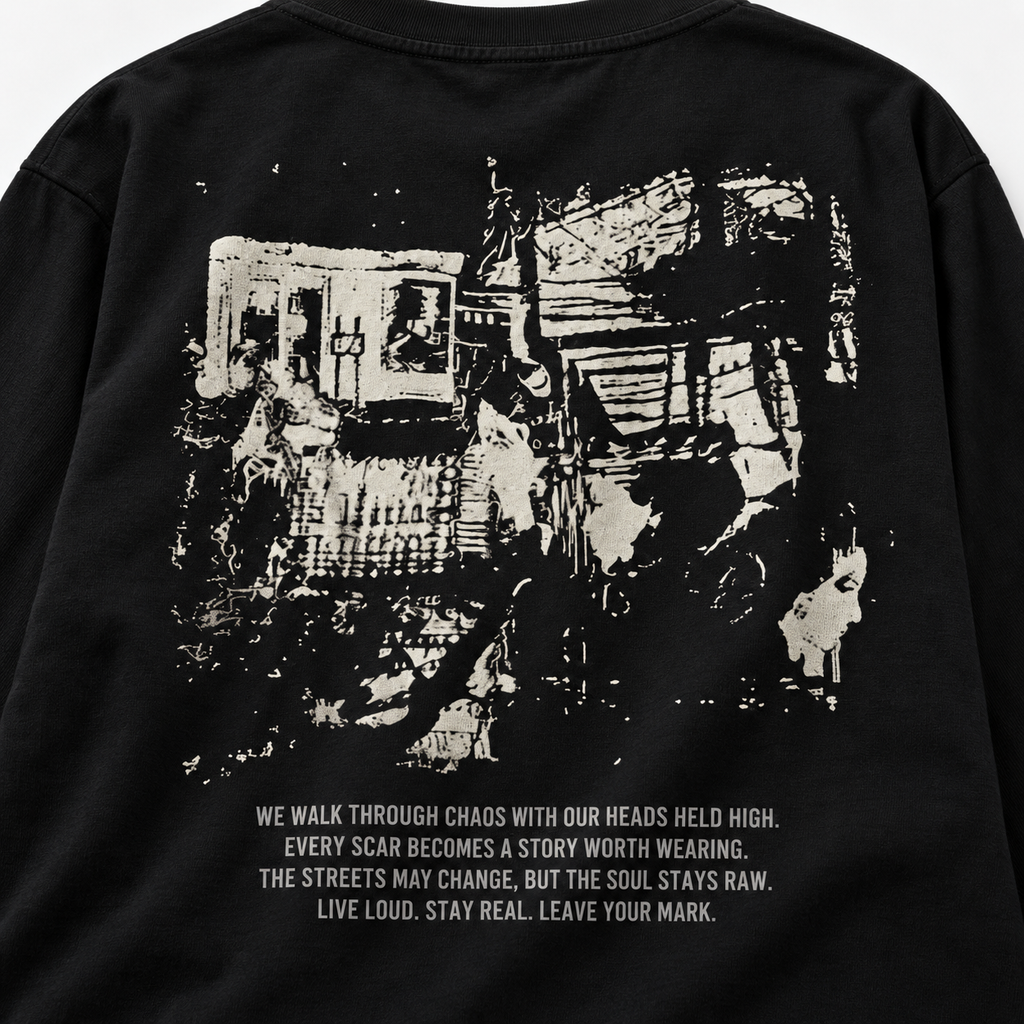 BLURR STREET Chaos Black Full Sleeve Boxy Fit T-Shirt