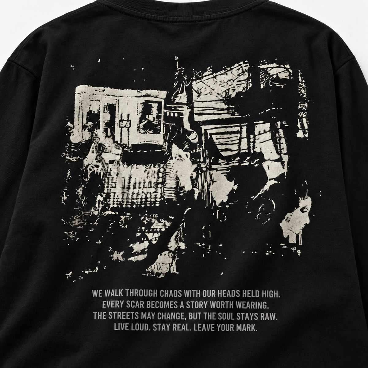 BLURR STREET Chaos Black Full Sleeve Boxy Fit T-Shirt