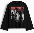 Disappeared Black Full Sleeve Boxy Fit T-Shirt