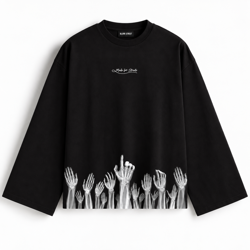 Made for Streets Black Full Sleeve Boxy Fit T-Shirt
