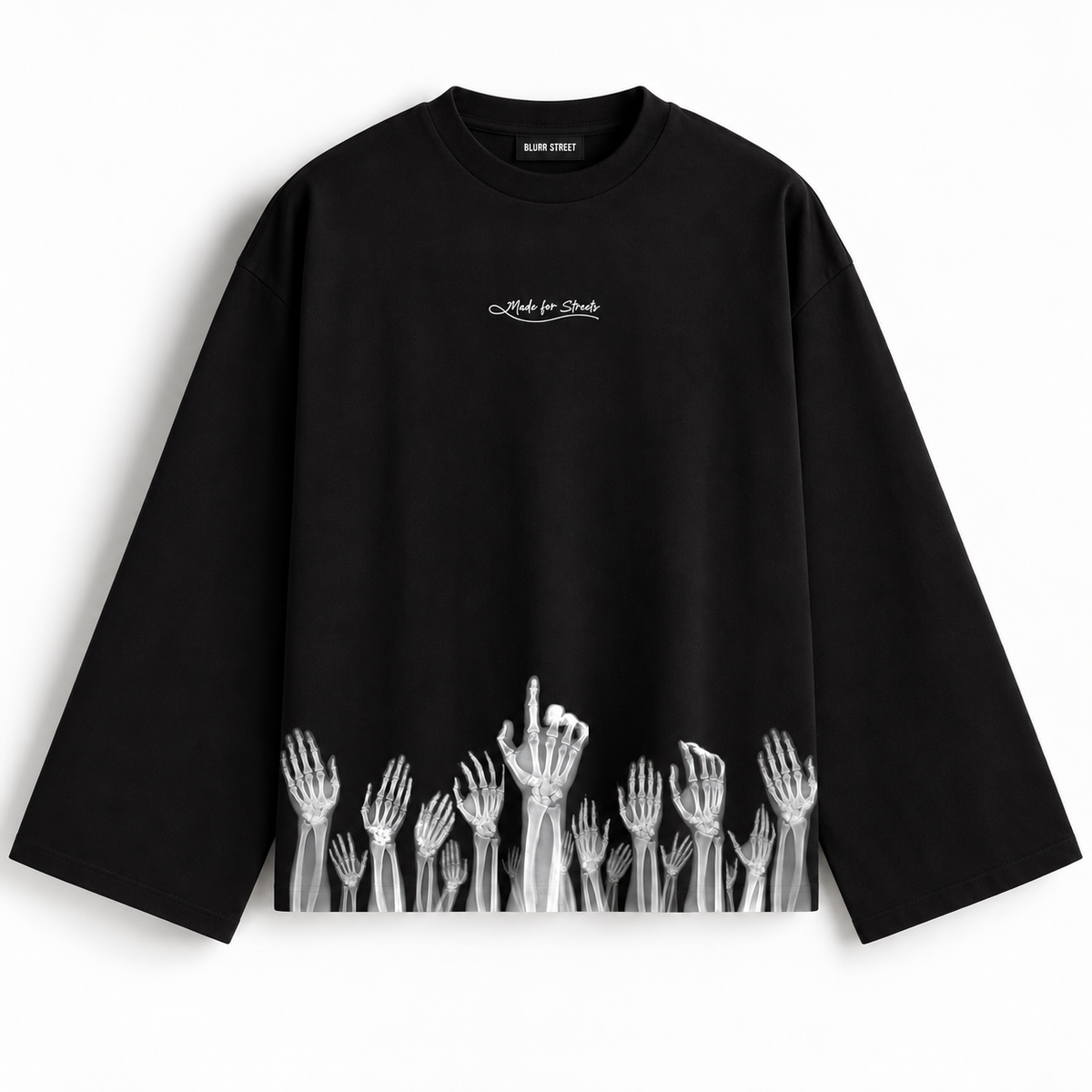 Made for Streets Black Full Sleeve Boxy Fit T-Shirt