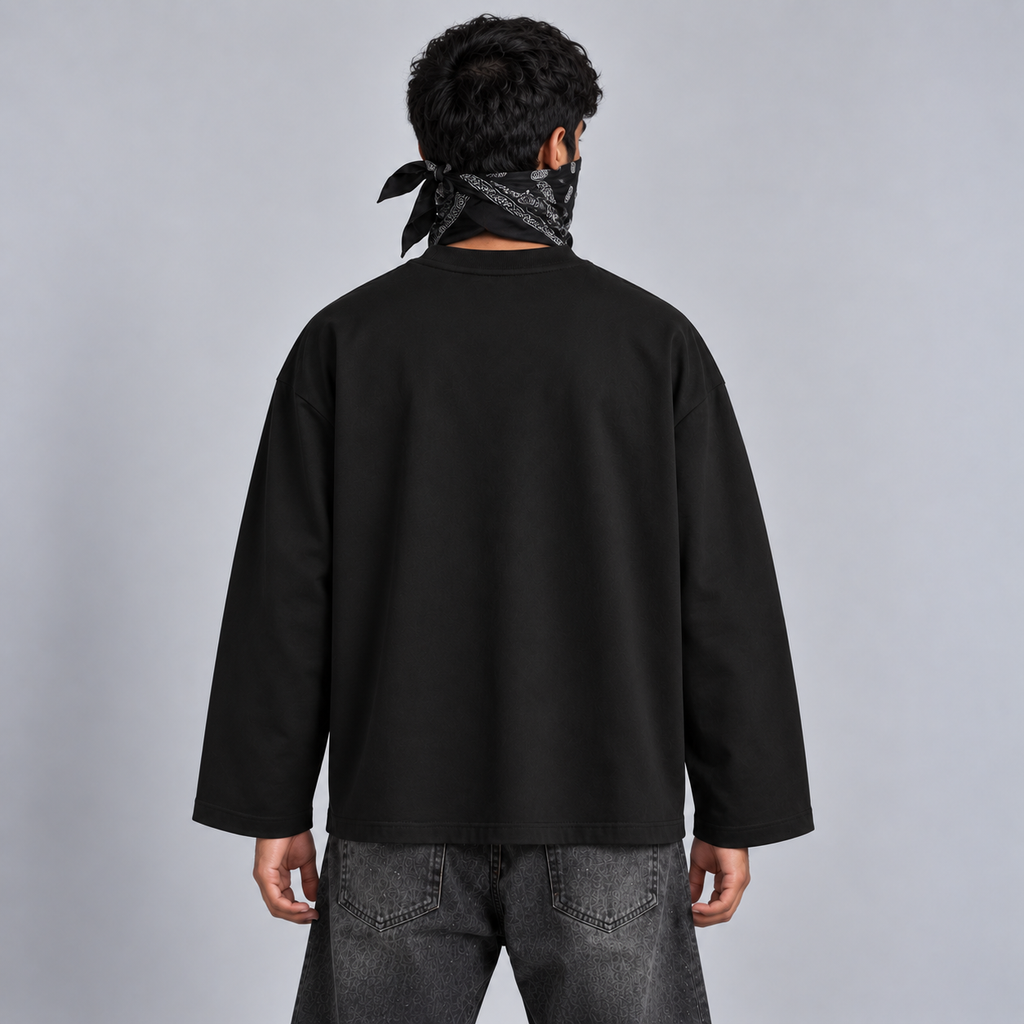 Made for Streets Black Full Sleeve Boxy Fit T-Shirt