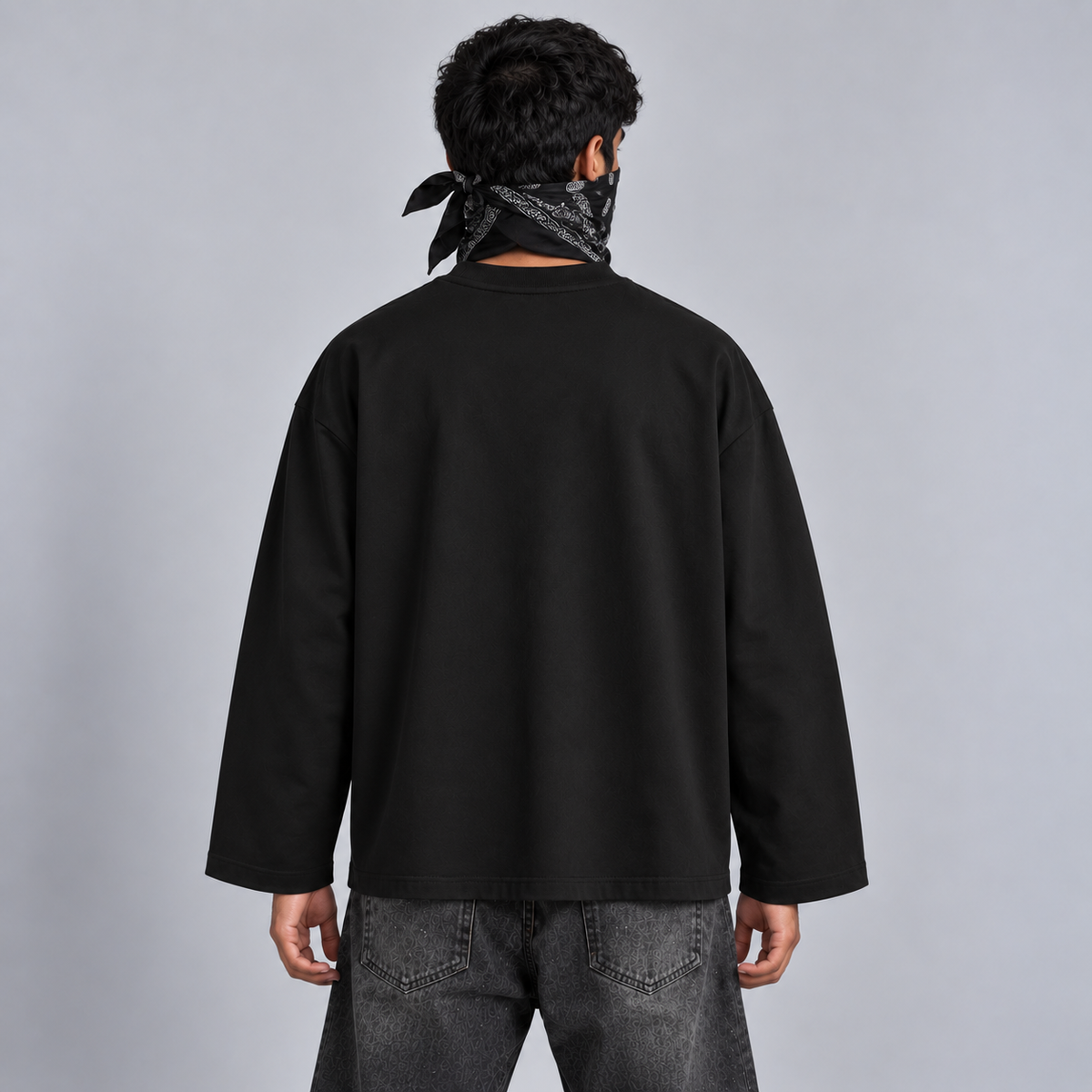 Made for Streets Black Full Sleeve Boxy Fit T-Shirt