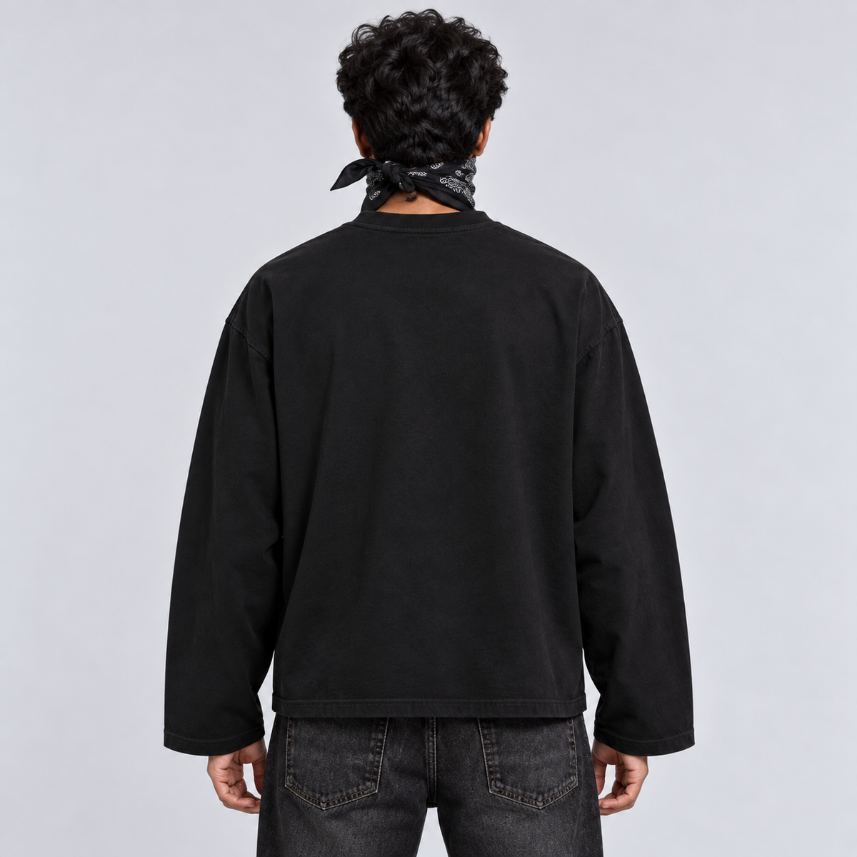 Miami Dept Graphic Boxy Fit Full Sleeve T-Shirt – Black