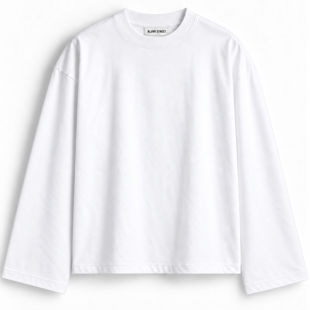 BLURR STUDIOS White Full Sleeve Boxy Fit T-Shirt