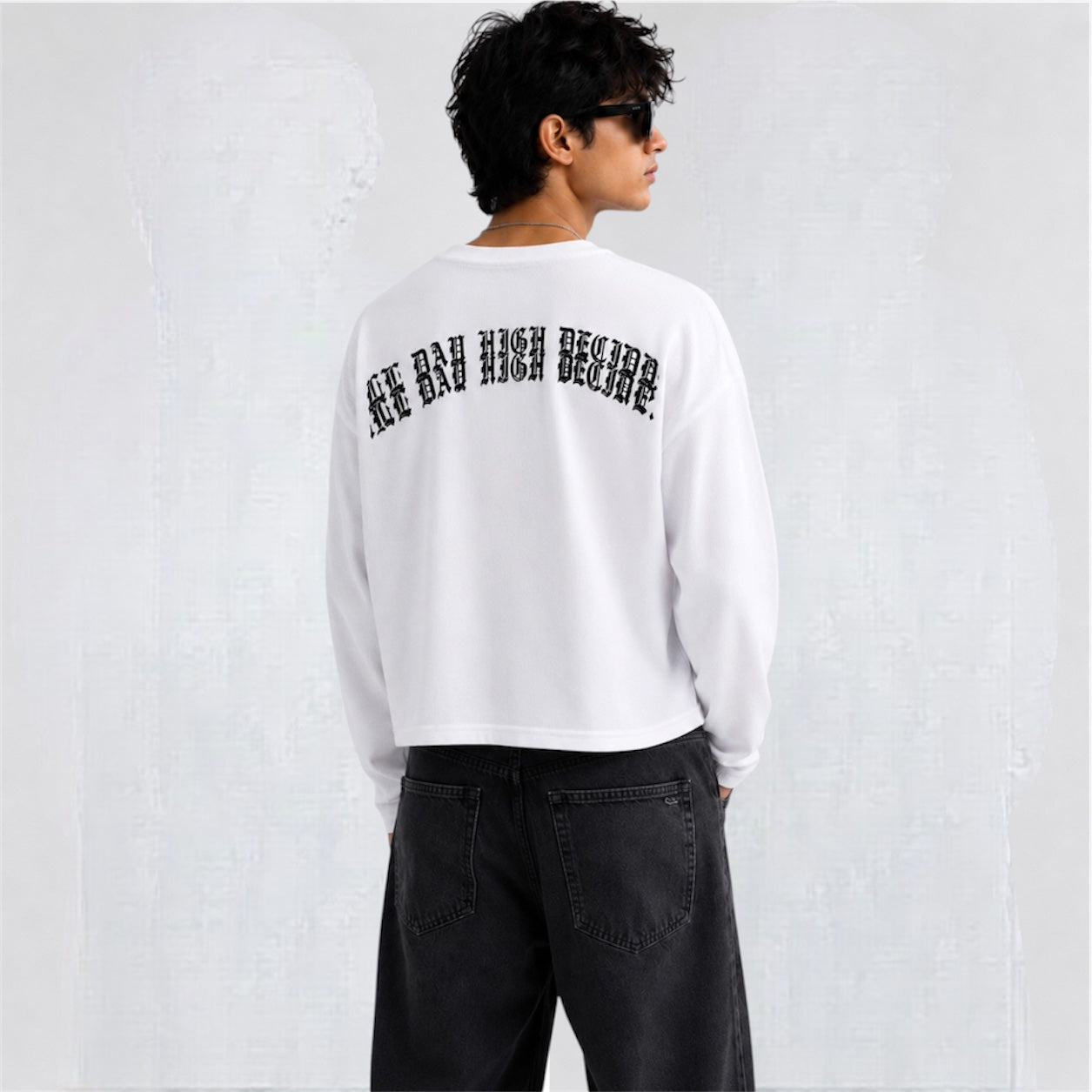 High Decibel Waffle Cropped T-Shirt – White Oversized Unisex