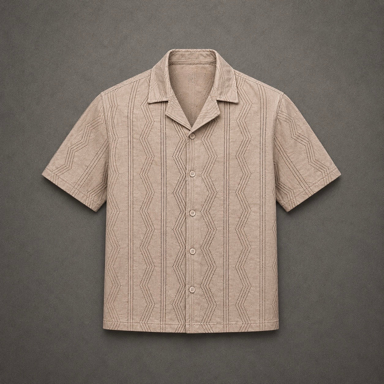 Midnight Wave Textured Cuban Collar Shirt