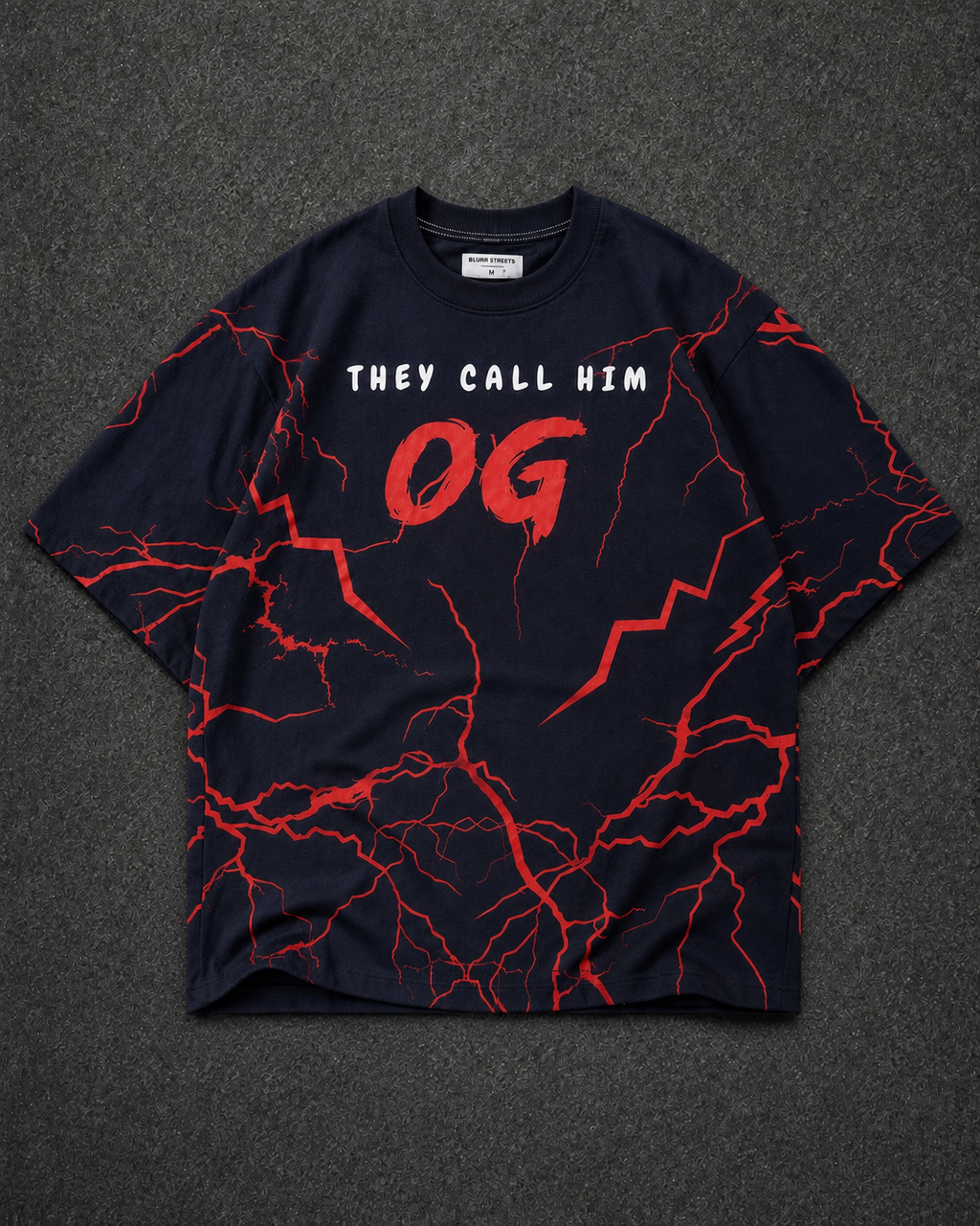 OG Lightning Oversized T-Shirt – Navy Blue