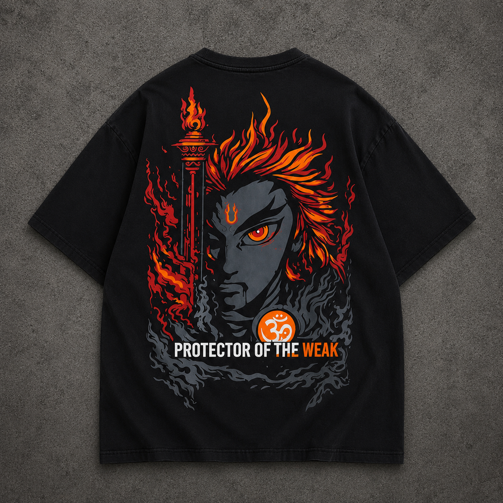 Protector of the Weak Oversized Anime T-Shirt | Premium Heavyweight Black Tee