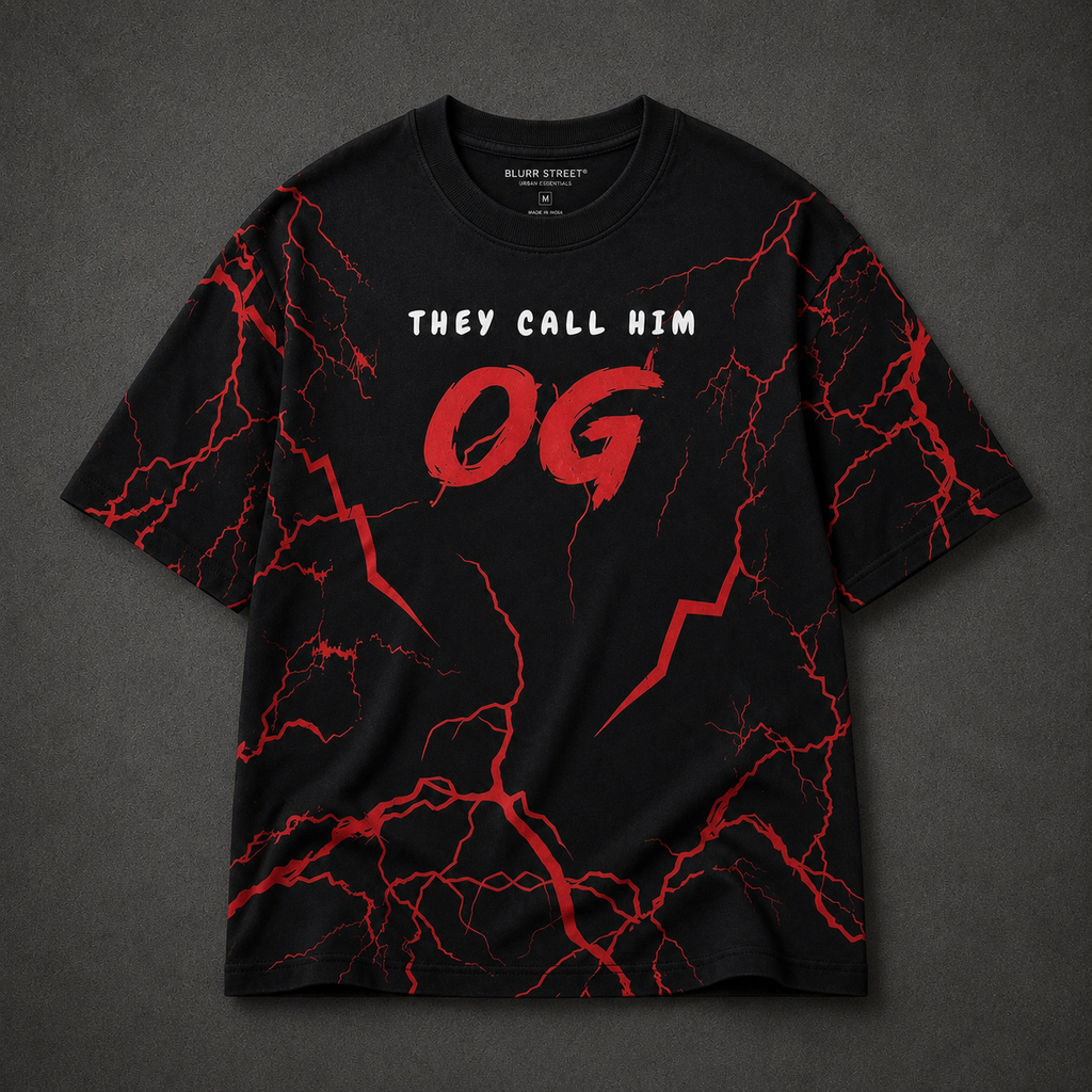 OG Lightning Oversized Black Graphic T-Shirt | Premium Streetwear Tee