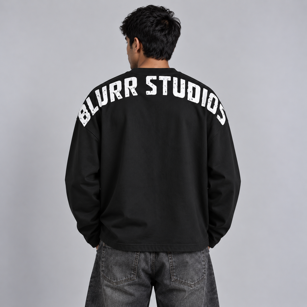 BLURR STUDIOS Black Full Sleeve Boxy Fit T-Shirt