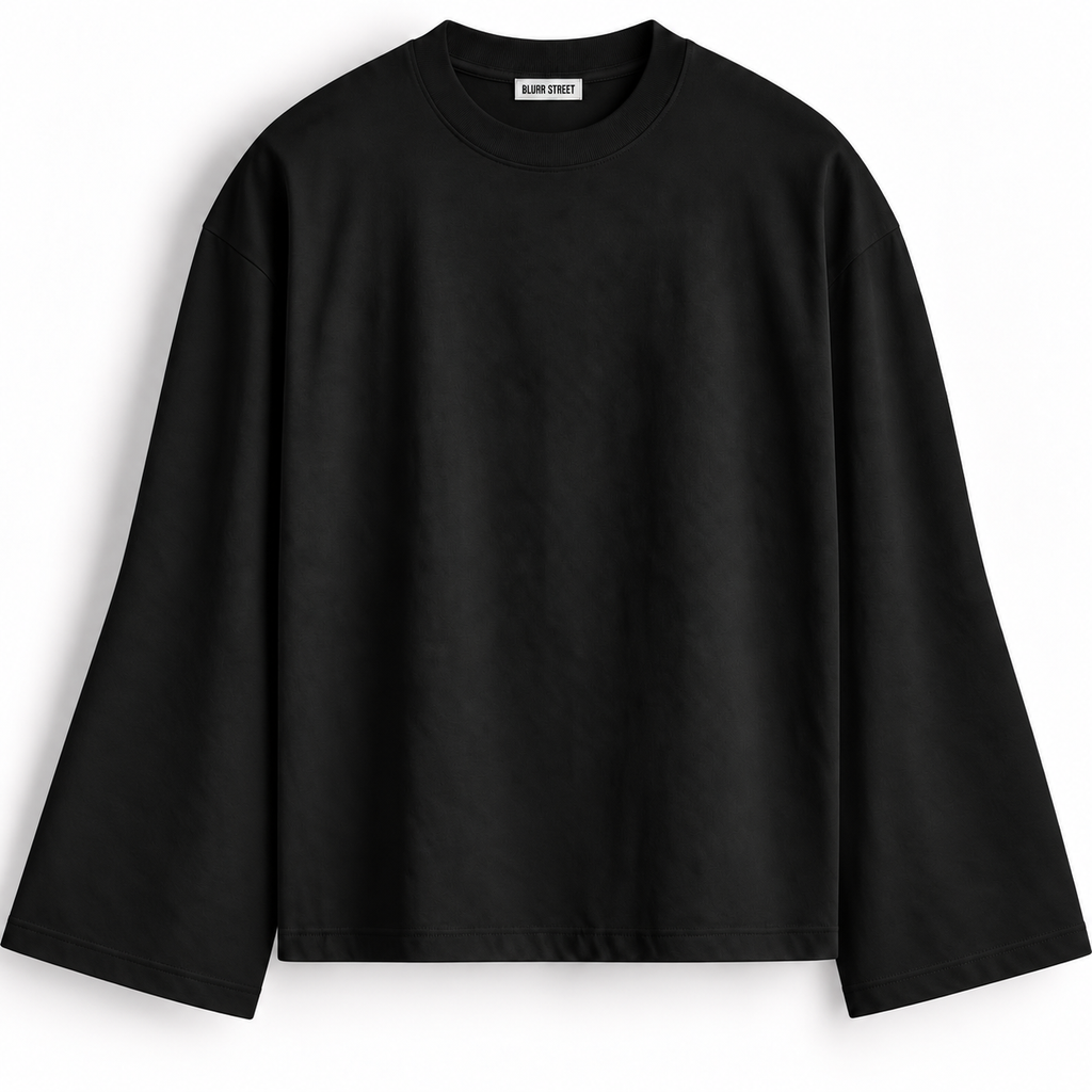 BLURR STUDIOS Black Full Sleeve Boxy Fit T-Shirt