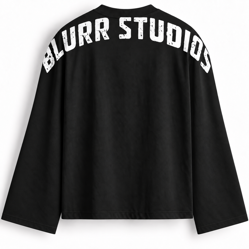 BLURR STUDIOS Black Full Sleeve Boxy Fit T-Shirt