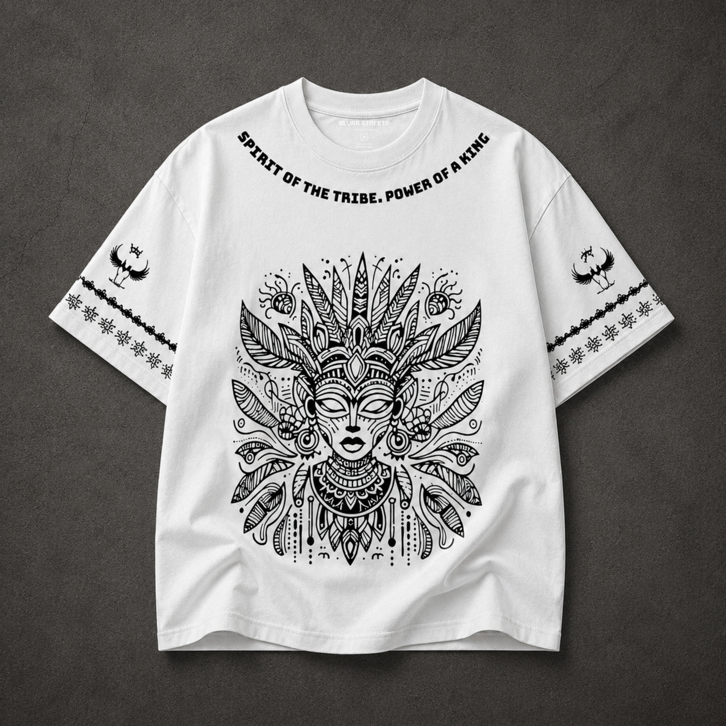 Tribal Spirit Oversized White Graphic T-Shirt | Premium Streetwear Tee
