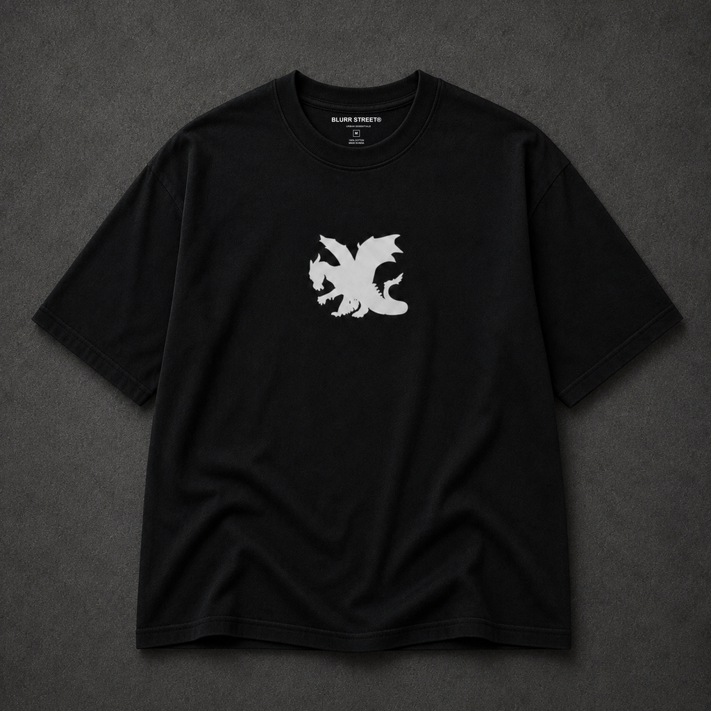 Dragon Oversized Black Graphic T-Shirt | Anime Streetwear Back Print Tee