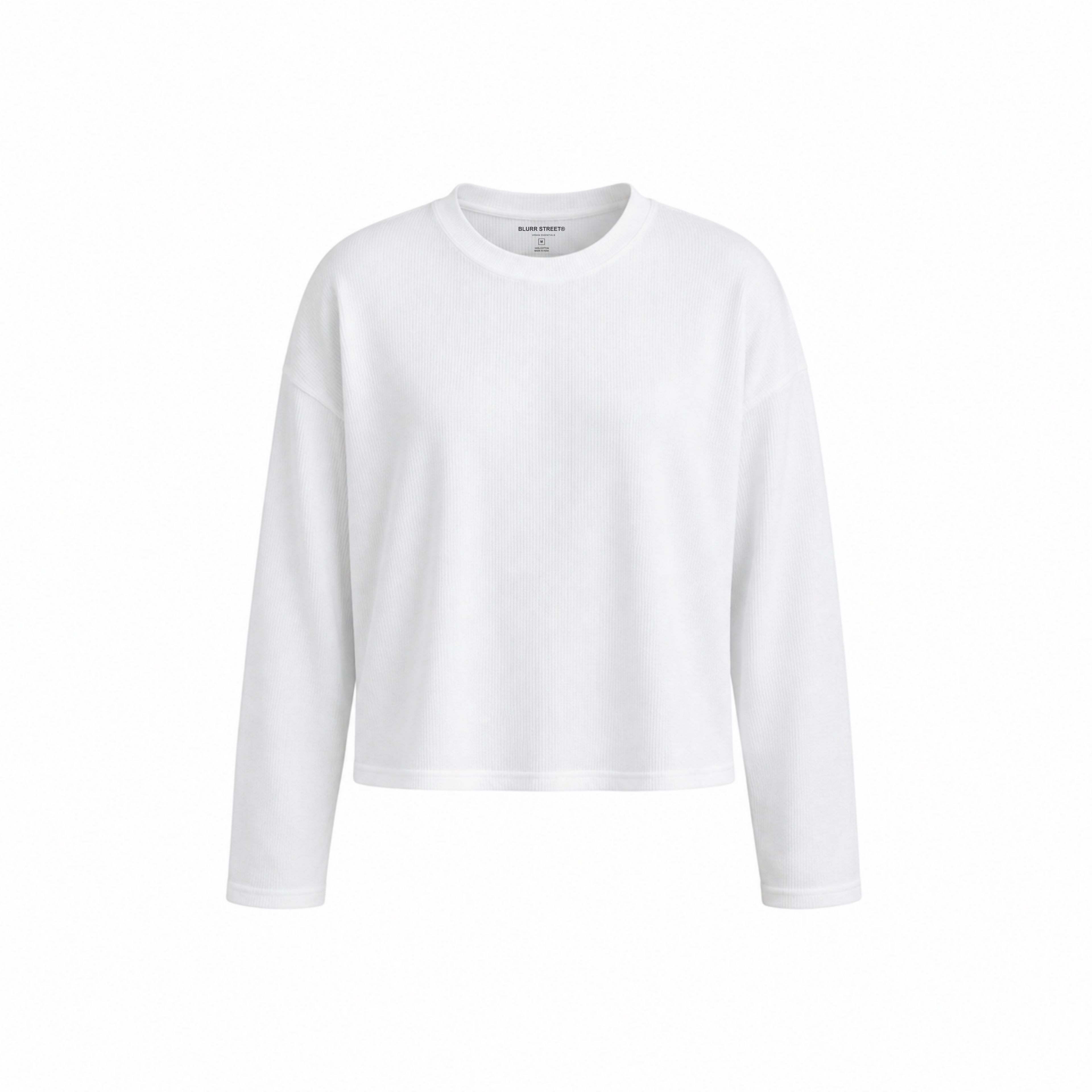 High Decibel Waffle Cropped T-Shirt – White Oversized Unisex