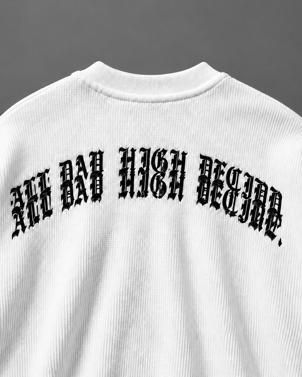 Aim High Waffle Tee – White — tonal studio background