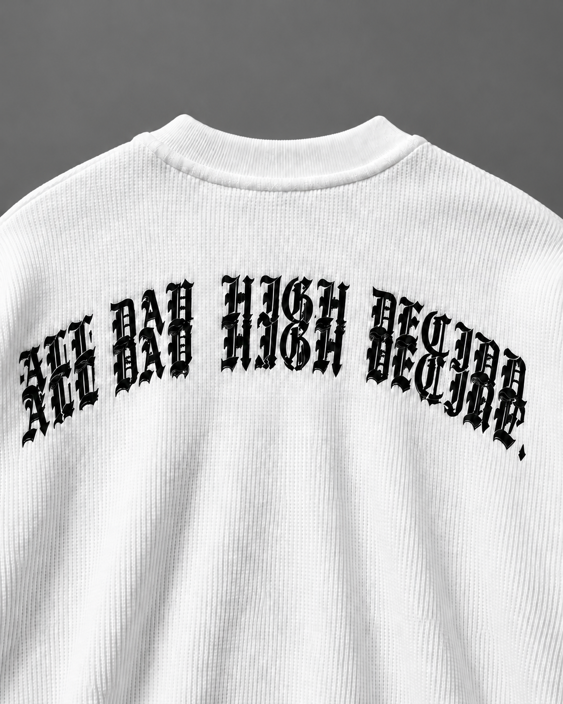 Aim High Waffle Tee – White — tonal studio background