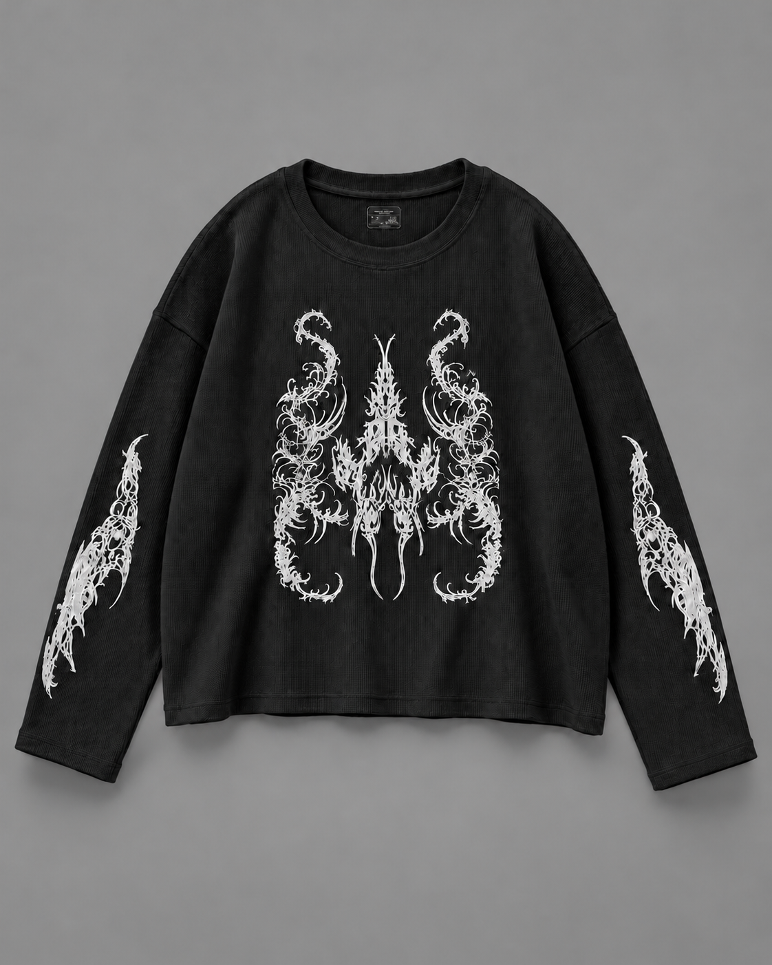 Black Gothic Scorpion Waffle Tee - Black — tonal studio backdrop